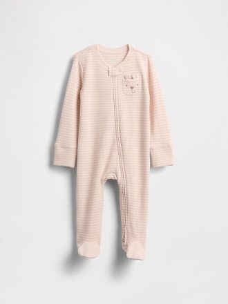 Baby Softspun Waffle Ayıcık Cepli Ayaklı Tek Parça