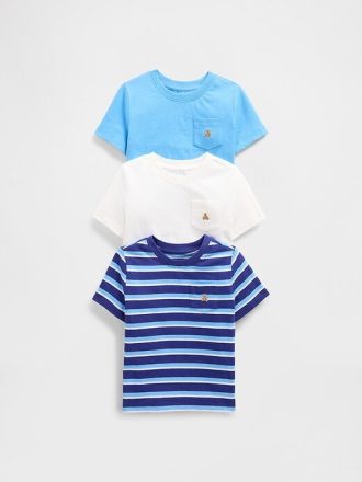 Bebek ve Yürümeye Başlayan Çocuk Karıştır ve Eşleştir Cepli Tişört (3’lü Paket)