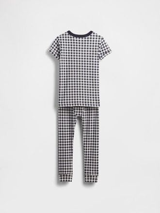 Bebek ve Yürümeye Başlayan Çocuk Organik Fırçalanmış Pamuklu Gingham Pijama Takımı