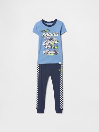 Bebek ve Yürümeye Başlayan Çocuk Organik Fırçalanmış Pamuklu Hot Wheels Pijama Takımı