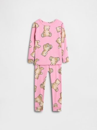 Bebek ve Yürümeye Başlayan Çocuk Organik Fırçalanmış Pamuklu Pijama Takımı