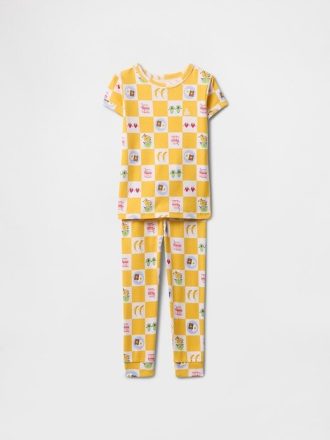 Bebek ve Yürümeye Başlayan Çocuk Organik Fırçalanmış Pamuklu Pijama Takımı