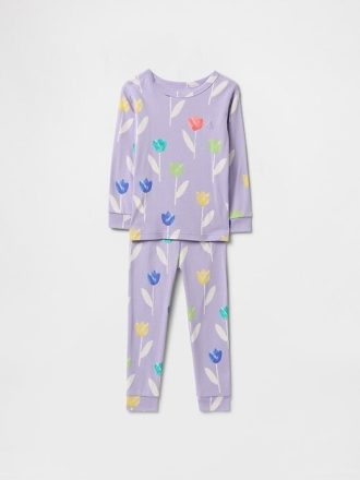 Bebek ve Yürümeye Başlayan Çocuk Organik Fırçalanmış Pamuklu Pijama Takımı