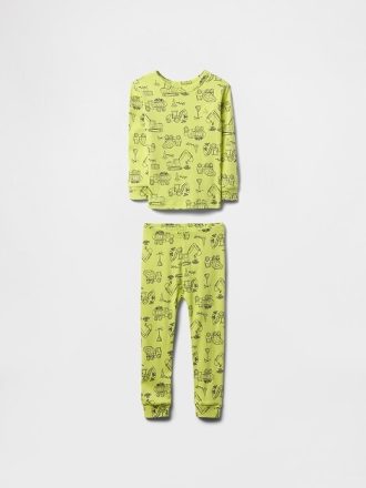 Bebek ve Yürümeye Başlayan Çocuk Organik Fırçalanmış Pamuklu Pijama Takımı