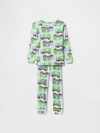 Bebek ve Yürümeye Başlayan Çocuk Organik Fırçalanmış Pamuklu Pijama Takımı