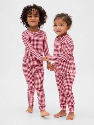 Bebek ve Yürümeye Başlayan Çocuk Organik Fırçalanmış Pamuklu Pijama Takımı