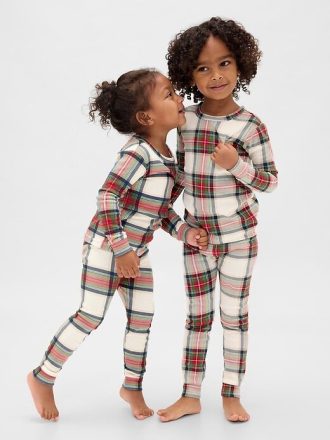 Bebek ve Yürümeye Başlayan Çocuk Organik Fırçalanmış Pamuklu Pijama Takımı