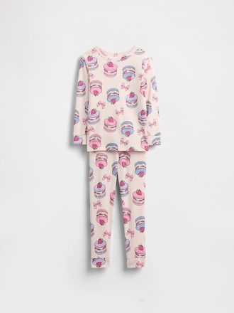 Bebek ve Yürümeye Başlayan Çocuk Organik Fırçalanmış Pamuklu Pijama Takımı