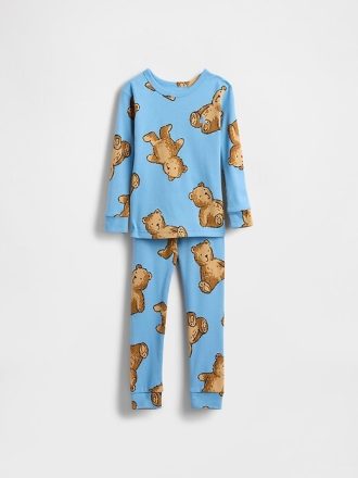 Bebek ve Yürümeye Başlayan Çocuk Organik Fırçalanmış Pamuklu Pijama Takımı