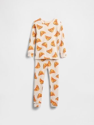 Bebek ve Yürümeye Başlayan Çocuk Organik Fırçalanmış Pamuklu Pijama Takımı