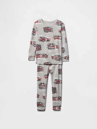 Bebek ve Yürümeye Başlayan Çocuk Organik Fırçalanmış Pamuklu Pijama Takımı