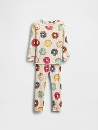 Bebek ve Yürümeye Başlayan Çocuk Organik Fırçalanmış Pamuklu Pijama Takımı