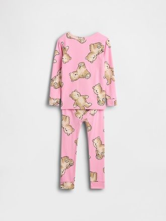 Bebek ve Yürümeye Başlayan Çocuk Organik Fırçalanmış Pamuklu Pijama Takımı