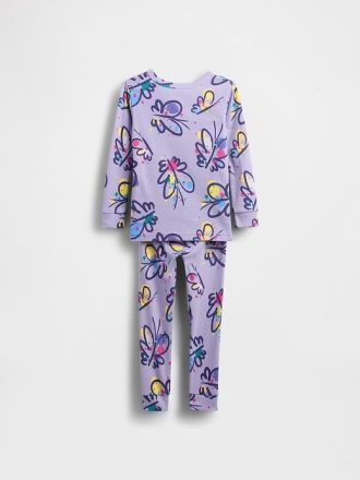 Bebek ve Yürümeye Başlayan Çocuk Organik Fırçalanmış Pamuklu Pijama Takımı