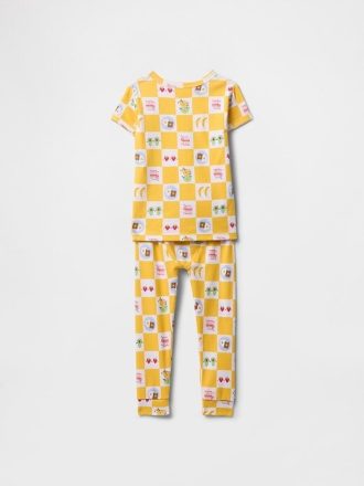 Bebek ve Yürümeye Başlayan Çocuk Organik Fırçalanmış Pamuklu Pijama Takımı