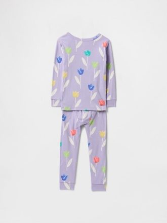 Bebek ve Yürümeye Başlayan Çocuk Organik Fırçalanmış Pamuklu Pijama Takımı