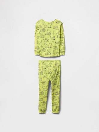 Bebek ve Yürümeye Başlayan Çocuk Organik Fırçalanmış Pamuklu Pijama Takımı