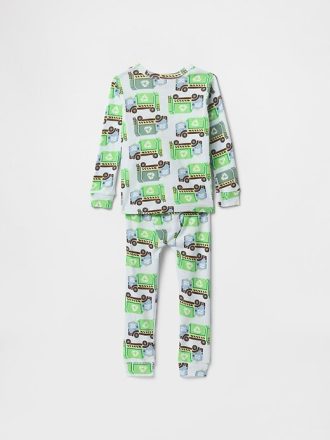 Bebek ve Yürümeye Başlayan Çocuk Organik Fırçalanmış Pamuklu Pijama Takımı