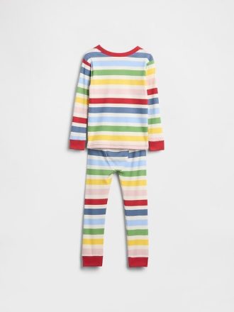 Bebek ve Yürümeye Başlayan Çocuk Organik Fırçalanmış Pamuklu Pijama Takımı
