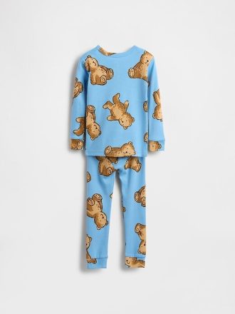 Bebek ve Yürümeye Başlayan Çocuk Organik Fırçalanmış Pamuklu Pijama Takımı