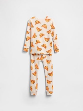 Bebek ve Yürümeye Başlayan Çocuk Organik Fırçalanmış Pamuklu Pijama Takımı