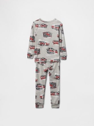 Bebek ve Yürümeye Başlayan Çocuk Organik Fırçalanmış Pamuklu Pijama Takımı