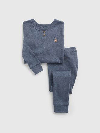 Bebek ve Yürümeye Başlayan Çocuk Organik Pamuklu Heather Henley Pijama Takımı