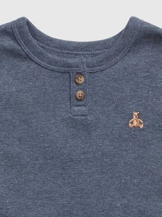 Bebek ve Yürümeye Başlayan Çocuk Organik Pamuklu Heather Henley Pijama Takımı