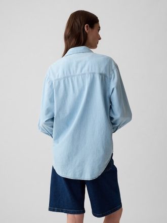 Chambray Denim Büyük Gömlek