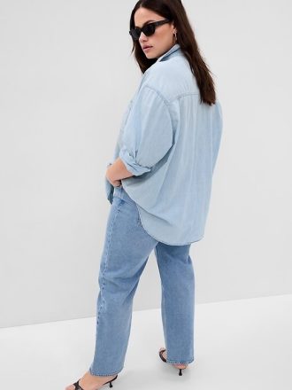 Chambray Denim Büyük Gömlek