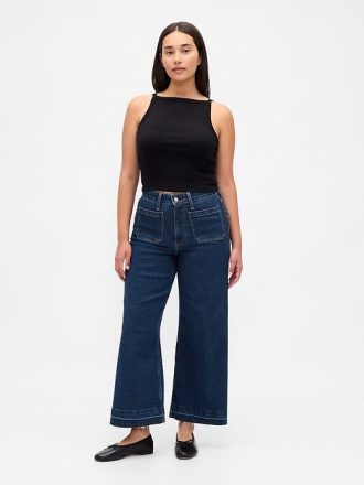 Curvy Yüksek Bel Geniş Paça Paça Kot Pantolon