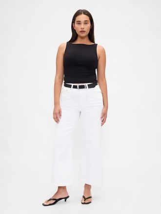 Curvy Yüksek Bel Geniş Paça Paça Kot Pantolon