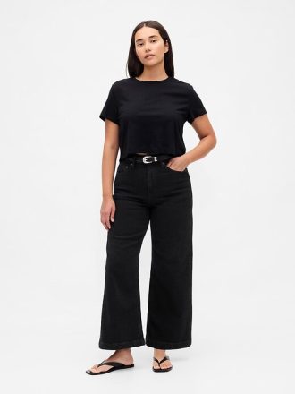Curvy Yüksek Bel Geniş Paça Paça Kot Pantolon