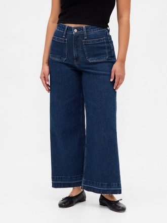 Curvy Yüksek Bel Geniş Paça Paça Kot Pantolon