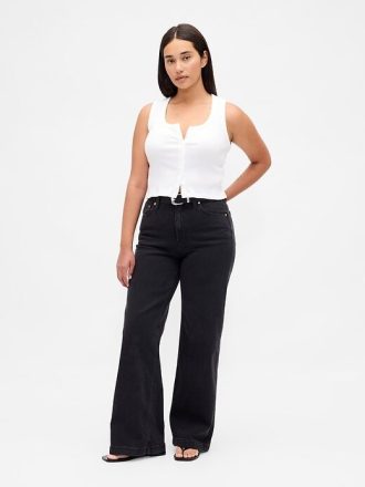 Curvy Yüksek Bel Stride Geniş Paça Kot Pantolon