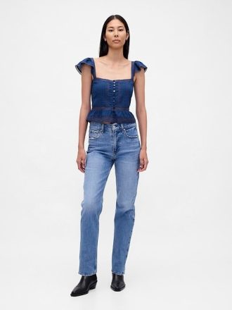Dantel Fırfırlı Vual Peplum Crop Top