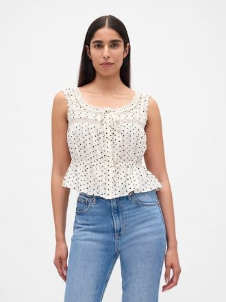 Dantel Kenarlı Peplum Üst