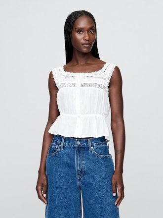 Dantel Kenarlı Peplum Üst