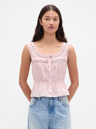 Dantel Kenarlı Peplum Üst