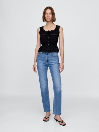 Dantel Kenarlı Peplum Üst