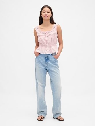 Dantel Kenarlı Peplum Üst