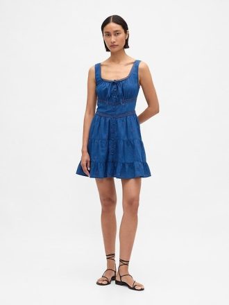 Dantelli Katmanlı Mini Elbise