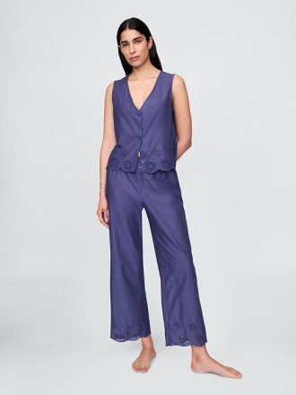 Delikli Paça Pijama Pantolonu