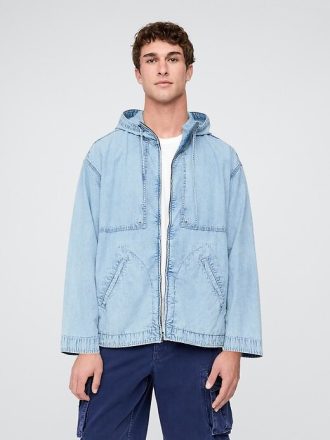 Denim Ripstop Büyük Boy Anorak Fermuarlı Ceket