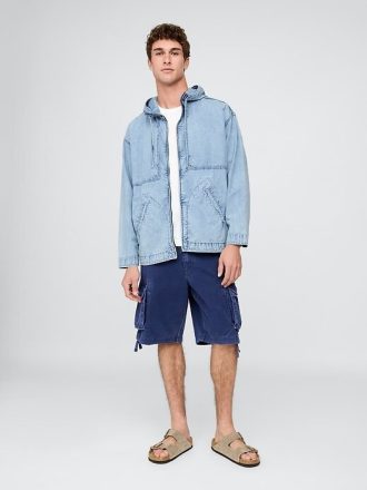 Denim Ripstop Büyük Boy Anorak Fermuarlı Ceket