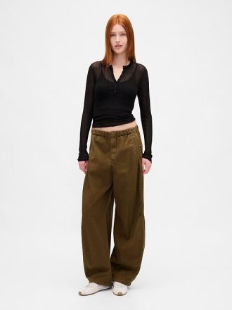 Şeffaf Kaburga Henley Kazak