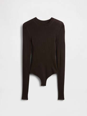 Şeffaf Kaburga Kazak Bodysuit