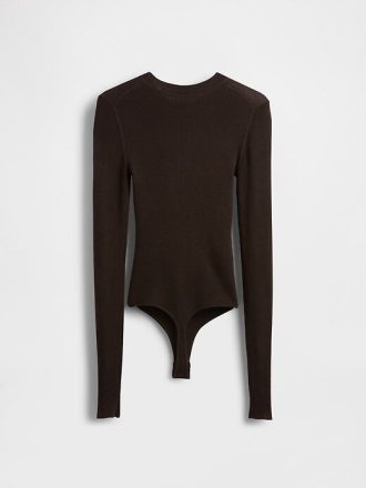 Şeffaf Kaburga Kazak Bodysuit