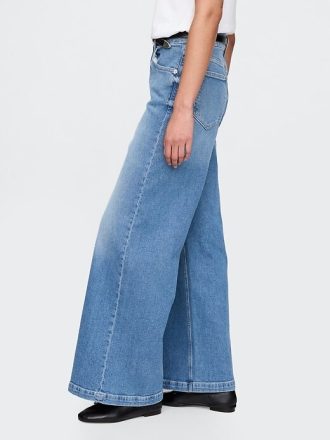 Ekstra Yüksek Bel Stride Geniş Paça Kot Pantolon