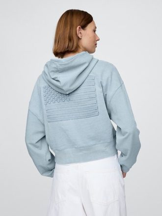 Fransız Havlu Americana Kısa Kapüşonlu Sweatshirt